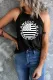 Black American Made Muscle Flag Print Graphic Tank Top