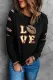 Valentine LOVE Leopard Print Cut-out Long Sleeve Sweatshirt