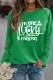 Green St. Patrick's Day Clover Letter Print Long Sleeve Sweatshirt