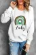 White St. Patrick's Day Lucky Clover Print Graphic Sweatshirt