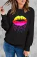 Gradient Color Lip Print Long Sleeve Sweatshirt