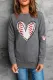 Gray Heart Graphic Round Neck Sweatshirt