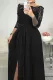 Black Off Shoulder Lace Bodice High Waist Maxi Skirt Evening Dress