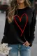 Black Simple Heart Graphic Valentine's Sweatshirt