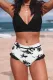 Black Sexy Solid Crisscross Top and Ruffled Tie Dye High Waisted Swimsuit