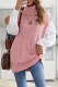Pink Pink/Gray/Khaki Turtleneck Braided Knitted Vest