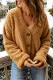 Brown Casual V Neck Button Up Teddy Jacket