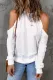 White Hollow Out Off-the-shoulder Long Sleeve T-shirt
