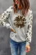 Gray Thankful Leopard Sunflower Color Block Pullover Top