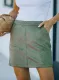 Green Solid Suede Zipped Back Mini Skirt