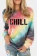 CHILL Color Block Graphic Print Long Sleeve Sweatshirt