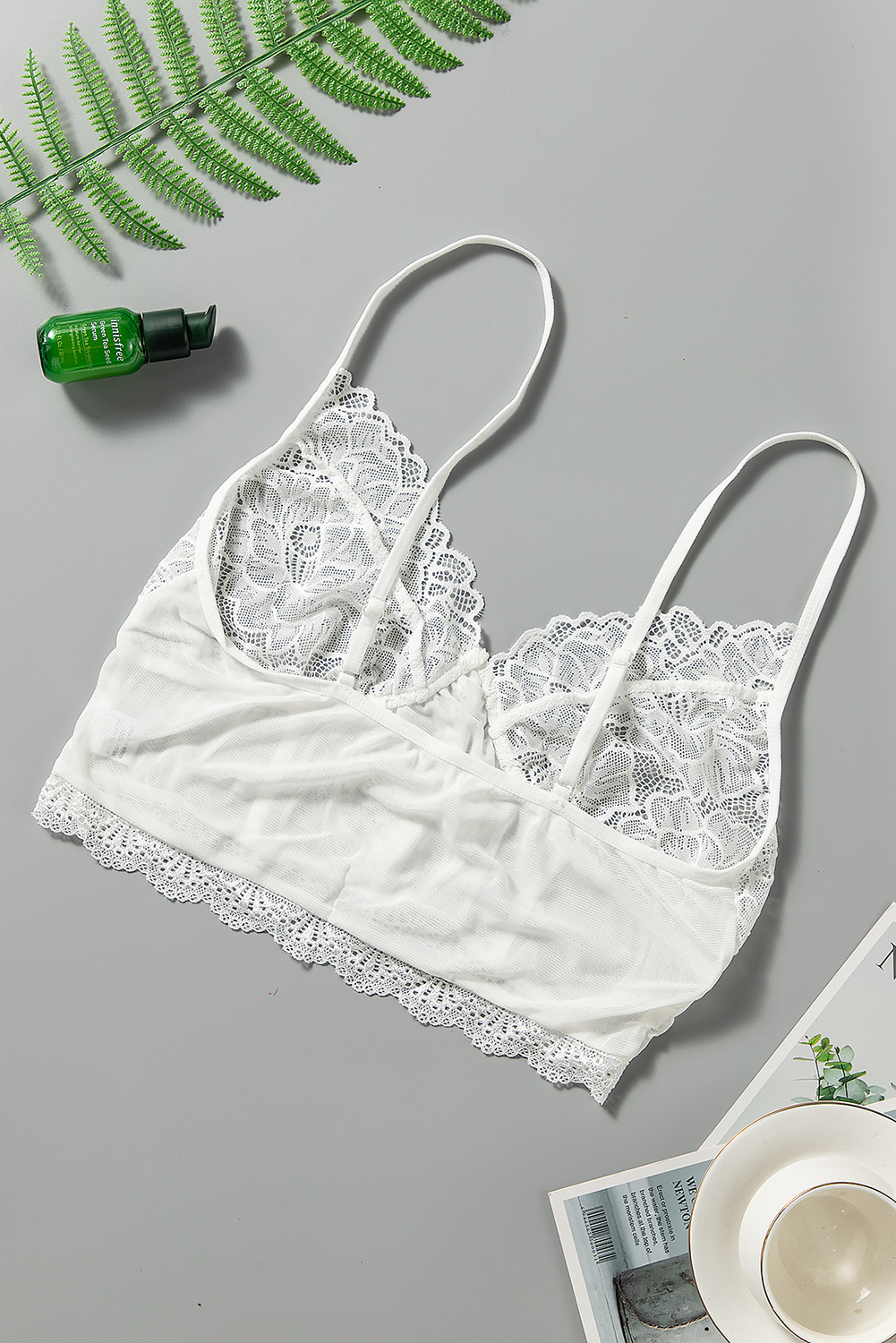 US$ 5.73 Drop-shipping White Sheer Lace Bralette for Women