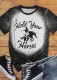 Black Hold your Horse Cowboy Bleached T-shirt