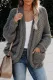 Gray Chunky Knit Solid Cardigan with Pocket