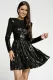 Black Open Back High Waist Sequin Mini Dress