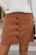 Brown Buttons Front Corduroy Mini Skirt