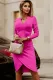 Rose V Neck Ruched Wrap Bodycon Dress
