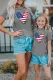 Gray Family Matching American Flag Heart Print Short Sleeve Girl's T Shirt