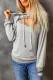 Gray Ribbed Trim Cut-out Bust Drawstring Hoodie