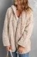 Brown Open Front Long Sleeve Hooded Sherpa Coat