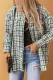 Green Plaid Print Button Knitted Jacket with Pocket