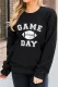 Black GAME DAY Rugby Print Long Sleeve Pullover Sweatshirt