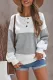 Gray Buttons Pullover Colorblock Sweatshirt