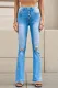 Button-fly Distressed High Rise Flare Jeans