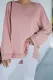 Pink Frayed Trim Side Slit Loose Sweatshirt