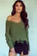 Green Tainted Love Cotton Distressed Sweater