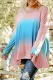 Sky Blue Plus Size Painted Poncho Top