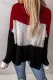Black Cowl Neck Colorblock Cable Knit Sweater