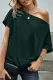 Green Off-The-Shoulder Slash Neck Casual Loose Fitting Top