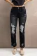Black Washed Straight Leg Distressed High Waist Jeans