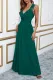 Green V Neck Zip Backless Lace Splicing Side Split Maxi Dress