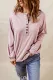 Pink Solid Color Buttoned Front Long Sleeve Top
