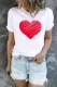 White Valentine Heart-shaped Print Short Sleeve Top