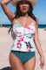 Green Floral Printed Halter Neck Top and Brief Tankini