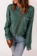Green Contrast Stitching Trim Waffle Knit Pullover