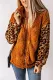Brown Leopard Raglan Sleeve Zipped Sherpa Coat