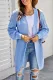 Sky Blue Open Front Cable Sleeve Long Cardigan