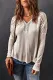 Lace Contrast V Neck Ribbed Long Sleeve Top