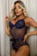Blue Lace Splicing Bowknot Teddy Lingerie