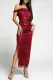 Fiery Red Off Shoulder Side Slit Bodycon Sequin Dress