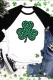 Black Leopard Spotted Clover St Patrick Graphic Long Sleeve Tee