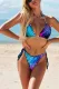 Blue Abstract Print 3pcs Swimsuit with Cover Up Stripe Print 3pcs Swimsuit with Cover Up
