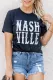 Black Nashville Letter Print Slim Fit Crew Neck T Shirt