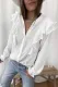 White Dotted Texture Sheer Ruffles Bubble Sleeves Shirt