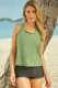 Green 3pcs Solid Color Sporty Racerback Tankini Swimsuit