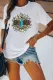 White Mama Sunflower Lightning Print Short Sleeve Graphic T-shirt